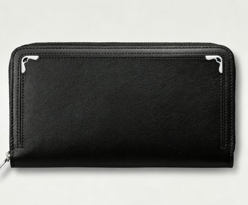 Full-Zip Smooth Leather Long Wallet with Metal Corner Guards