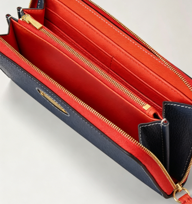 Pebbled Leather Full-Zip Around Long Wallet