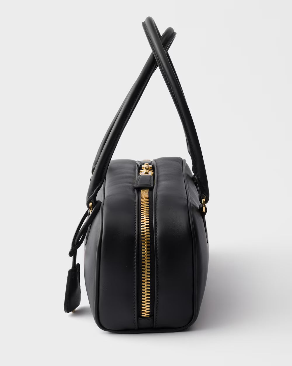 Minimalist Black Cylindrical Leather Shoulder Handbag