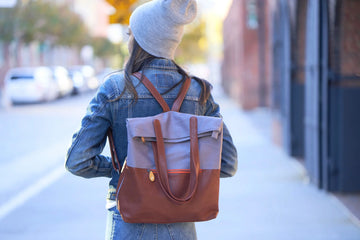 Two-Tone Convertible Fold-Top Backpack Tote