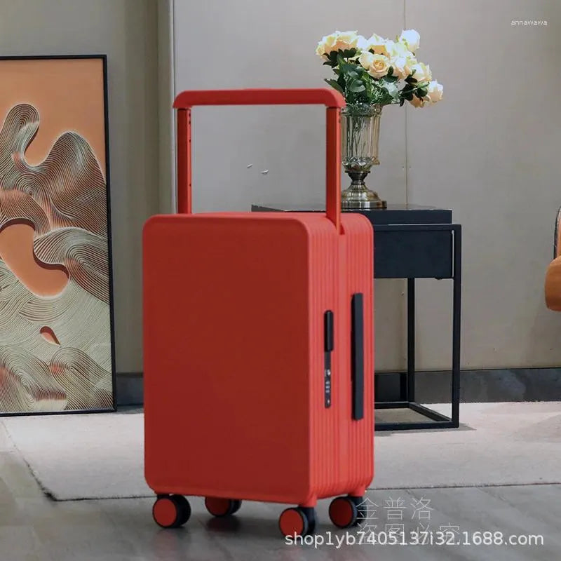 Matte Wide Horizontal Handle Hard Shell Rolling Suitcase