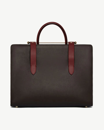 Two-Tone Leather Structured Office Tote Bag