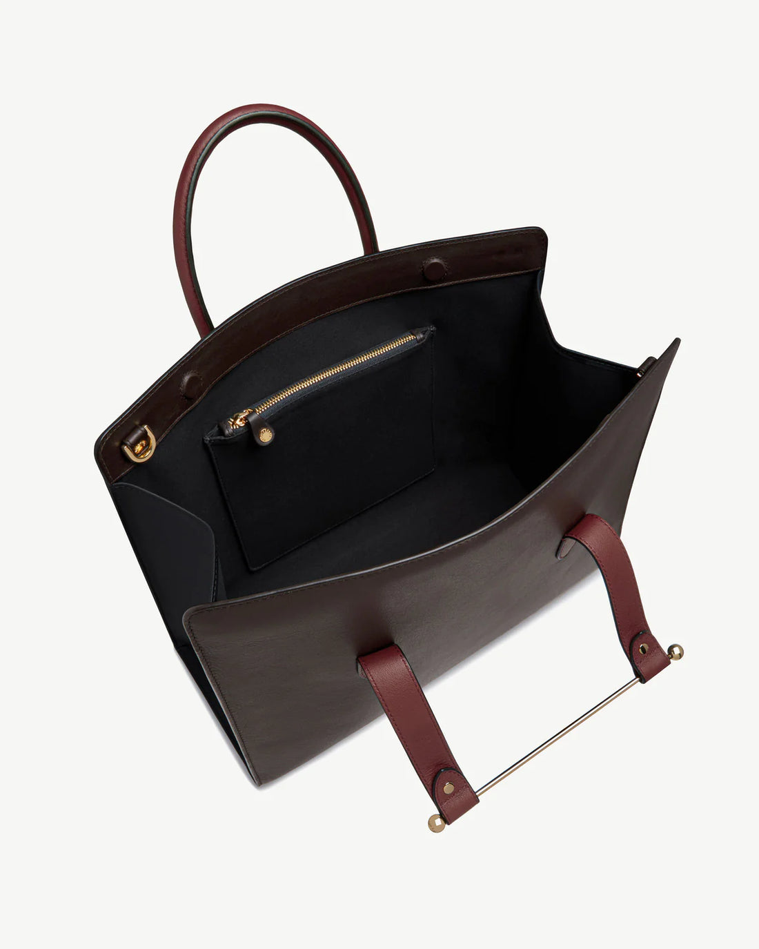 Two-Tone Leather Structured Office Tote Bag