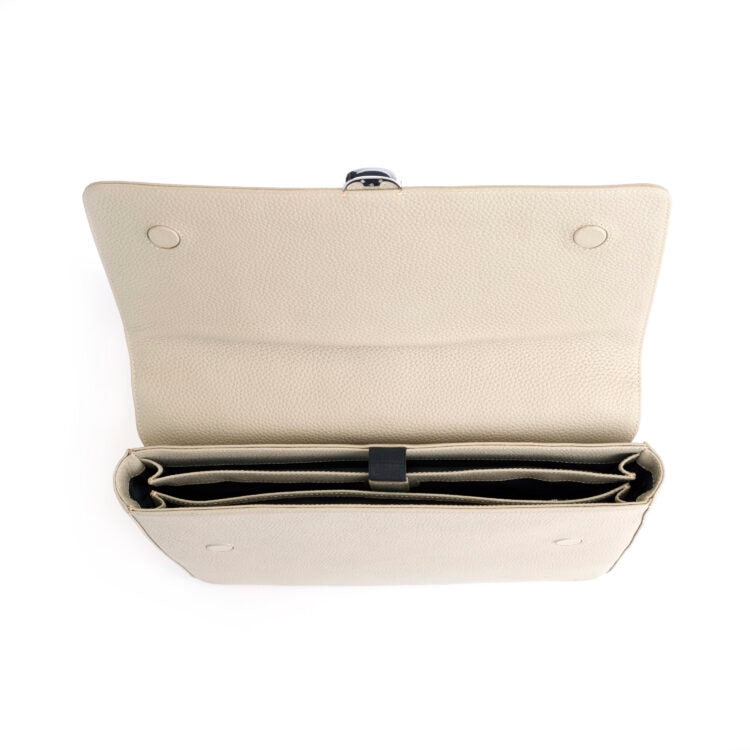 Pebbled Leather Multi-Compartment Crossbody Briefcase Bag