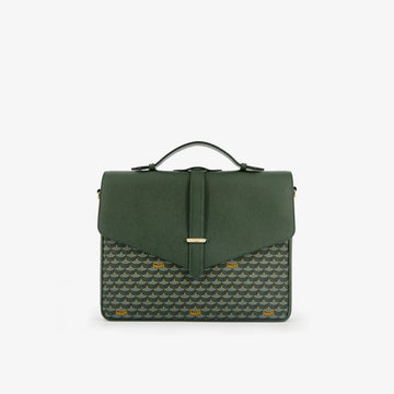 Two-Tone Print & Pebbled Leather Envelope Crossbody Briefcase