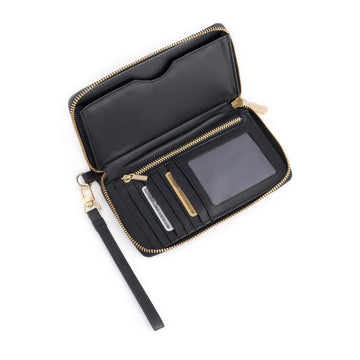 Multi-Slot Zip-Around Leather Wristlet Wallet
